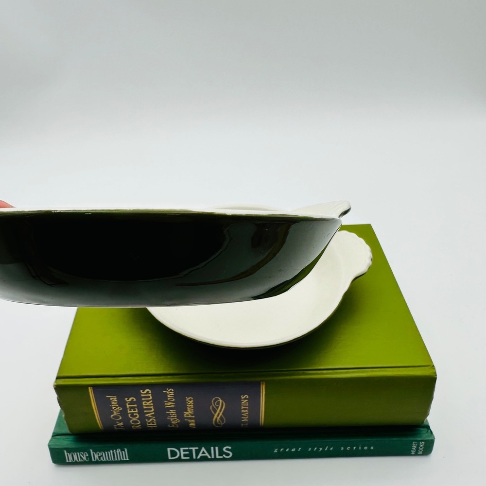 Hall China 433 Vintage Hunter Green Individual Shirred Egg Baker Dishes Set of 2